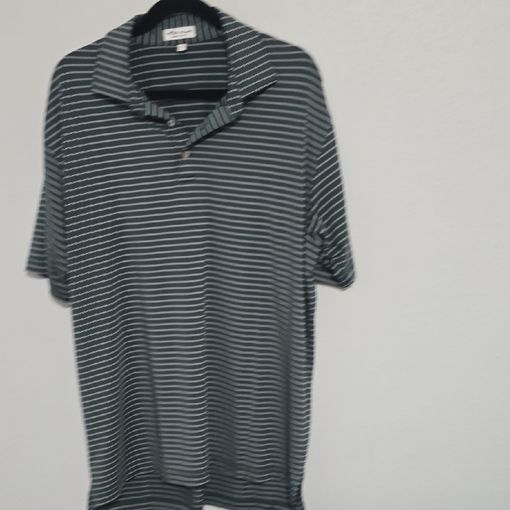 Peter Millar Navy and White Striped Polo